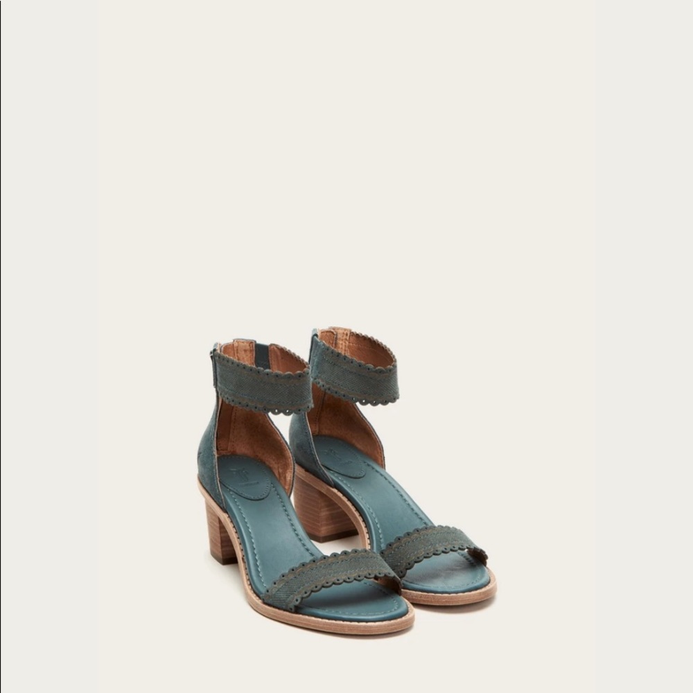 Frye heeled sandals ~ Brielle Scallop Back Zip